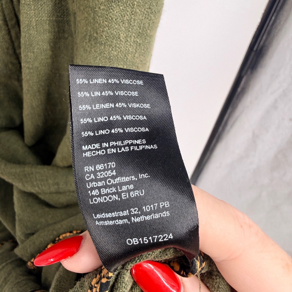 Anthropologie Moss Green Linen Blend Sleeveless Trench Vest Petite XSP New - Picture 7 of 7
